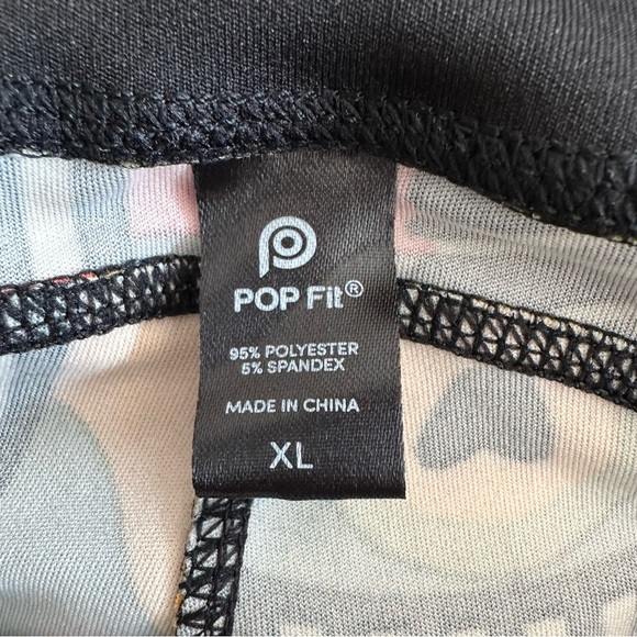 New! POP Fit Groovy Retro Colorful Flare Leggings Pockets Size XL - Picture 6 of 10